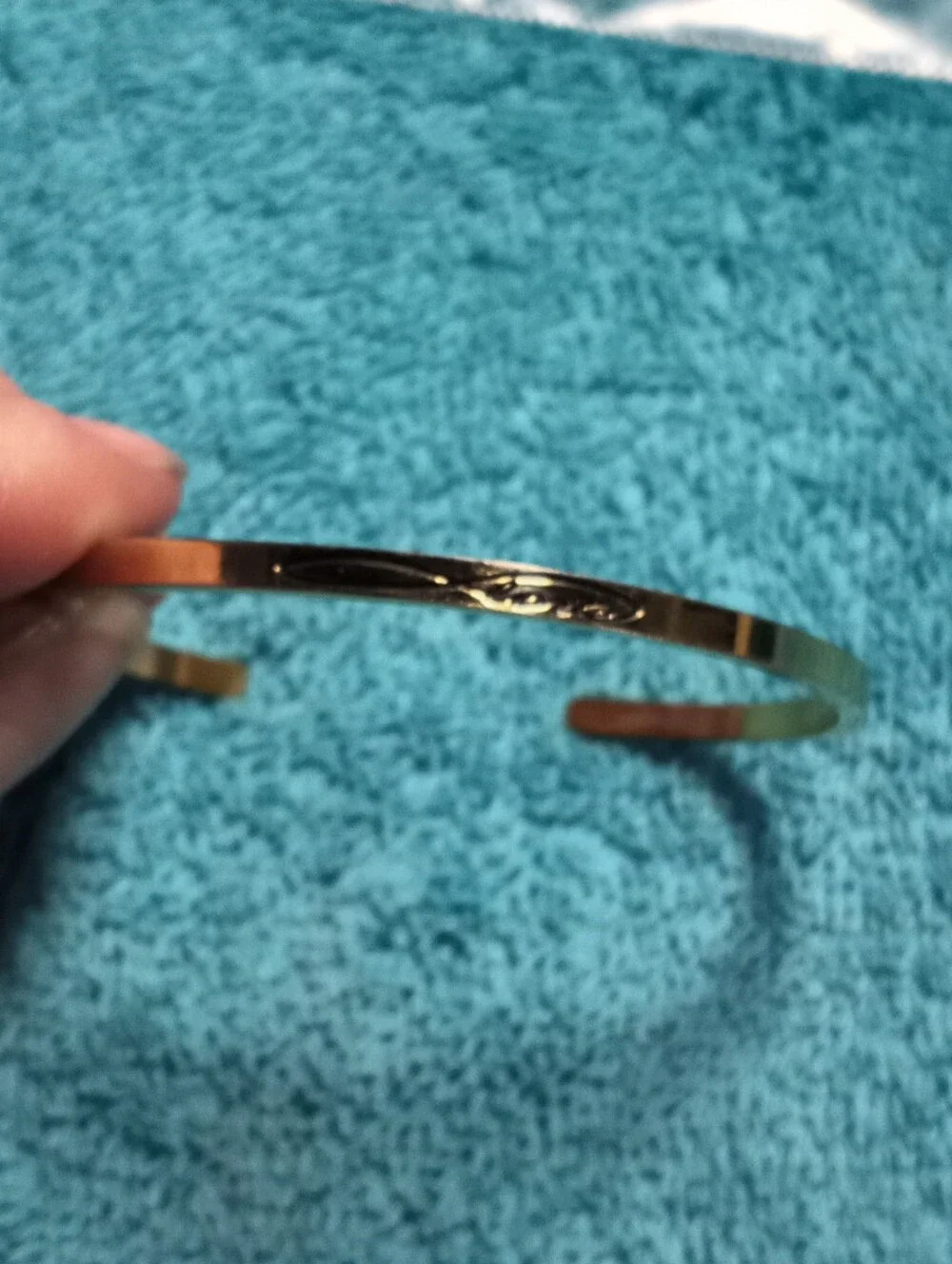 MantraBand Gold-Tone Cuff Bracelet with Script Accent - Love - Figure 8